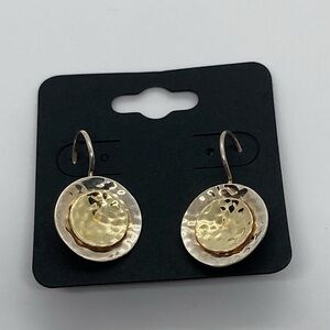 Silpada Sterling Silver & 14K Gold Plated Round Hammered Disc Earrings W1367